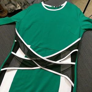 CROSS FRONT COLORBLOCK DRESS